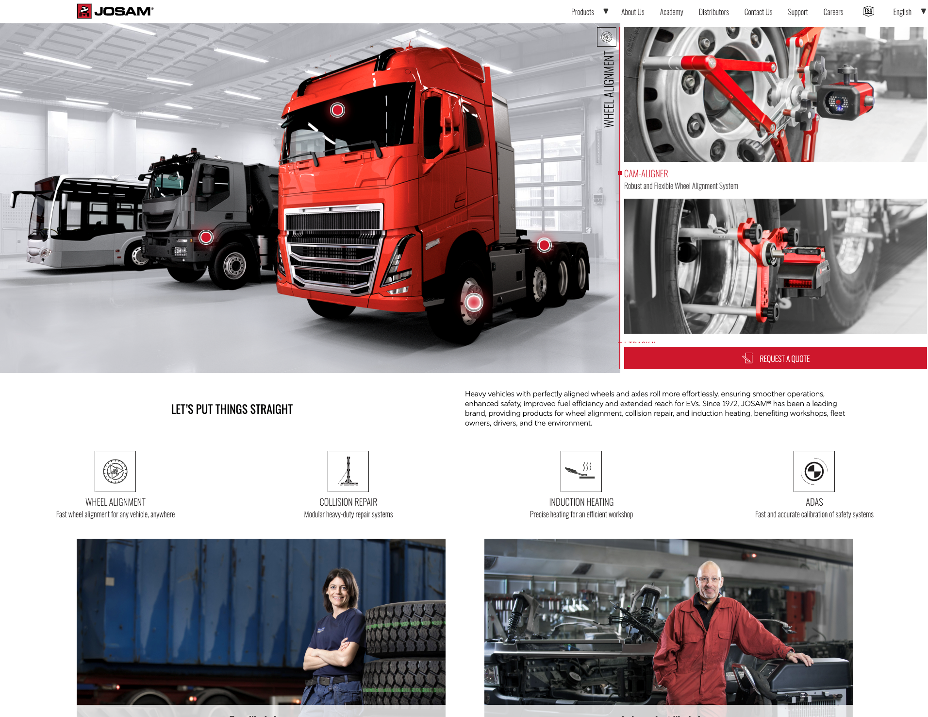 A screenshot of new JOSAM website homepage