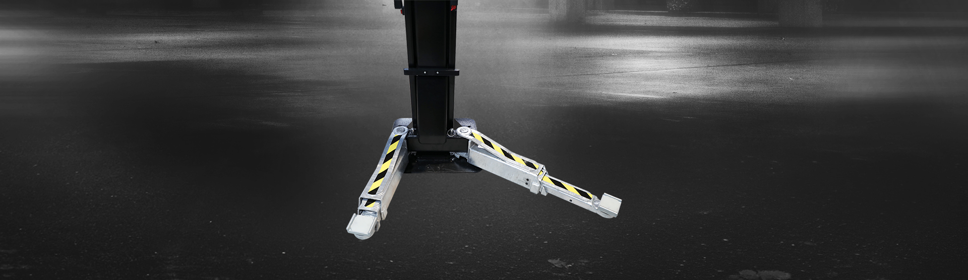 Close up of Challenger lifts Galvanized Arms for 2-Post lifts